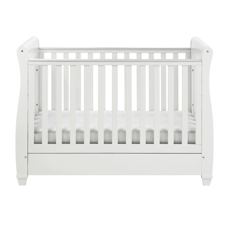 Eva Sleigh Cot Bed Drop Side WHITE-5