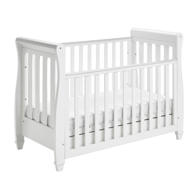 Eva Sleigh Cot Bed Drop Side WHITE-6