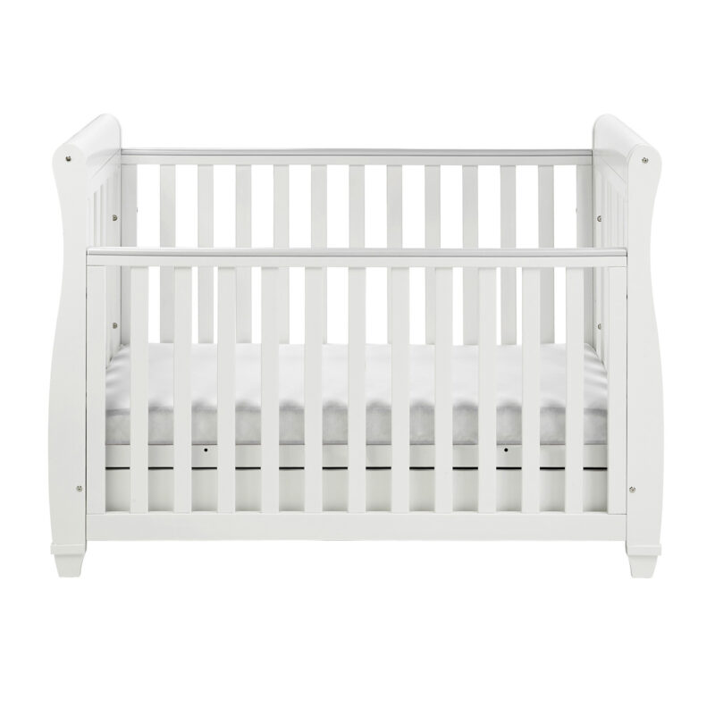 Eva Sleigh Cot Bed Drop Side WHITE-7