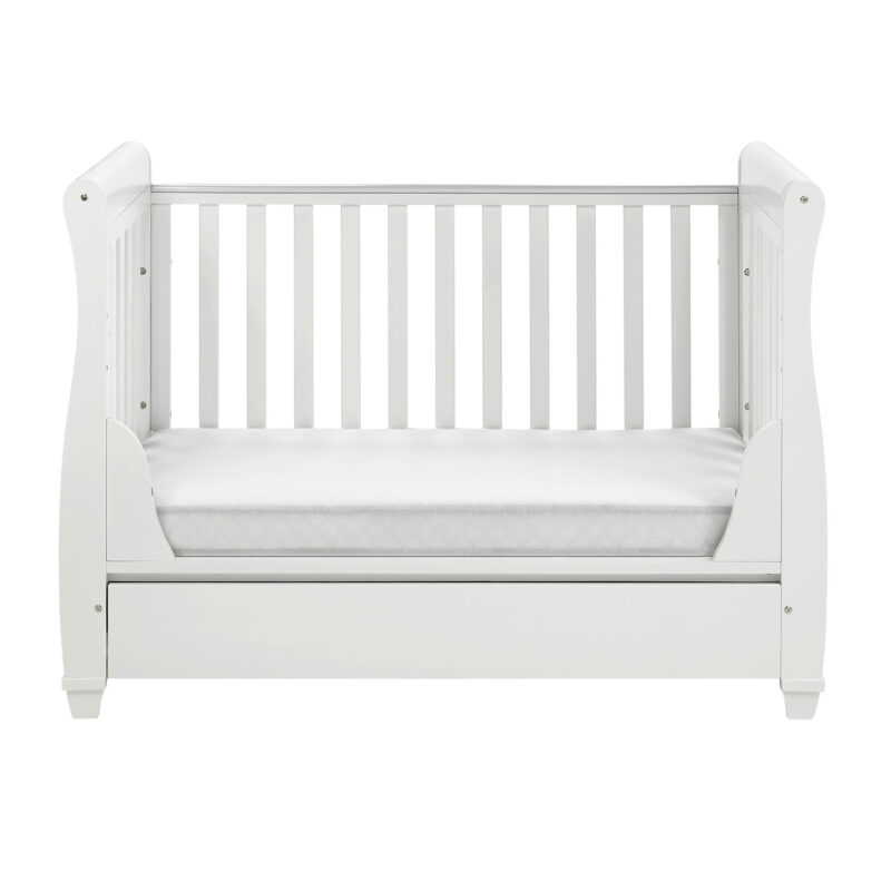 Eva Sleigh Cot Bed Drop Side WHITE-8