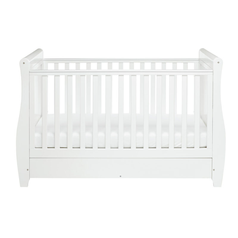 Stella Sleigh Cot Bed Drop Side WHITE-6