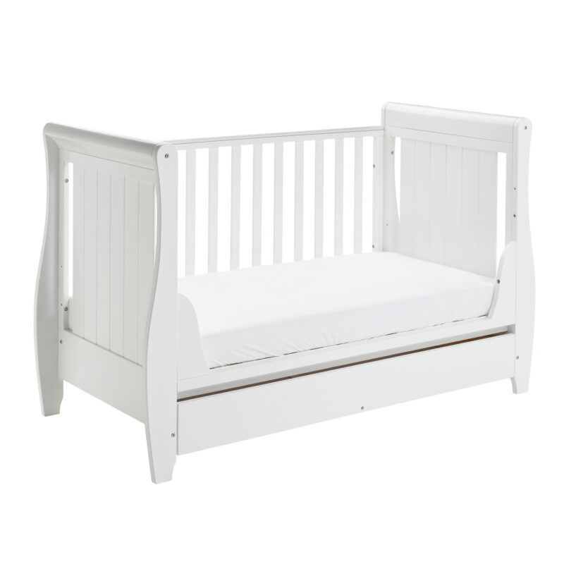 Stella Sleigh Cot Bed Drop Side WHITE-7