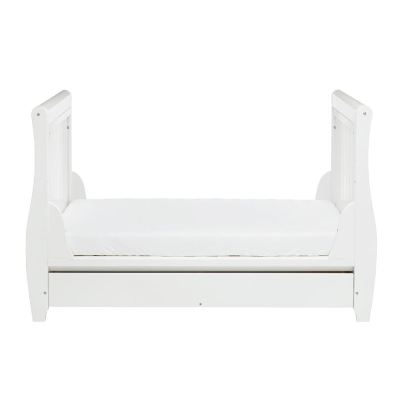 Stella Sleigh Cot Bed Drop Side WHITE-9