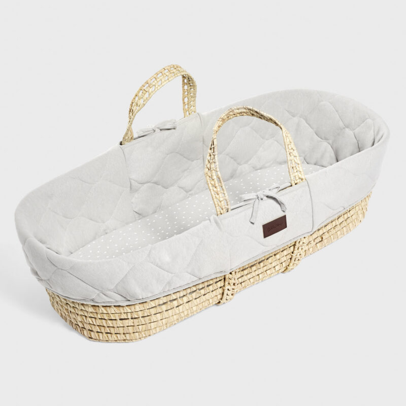 Little Green Sheep Natural Quilted Moses Basket and Mattress