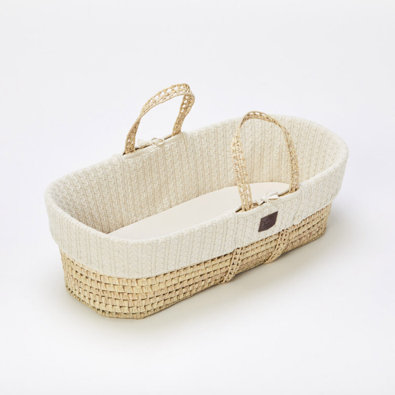 Little Green Sheep Organic Knitted Moses Basket and Mattress