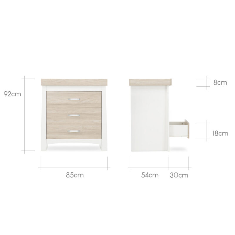 CuddleCo Ada Dresser and Changer Dimensions