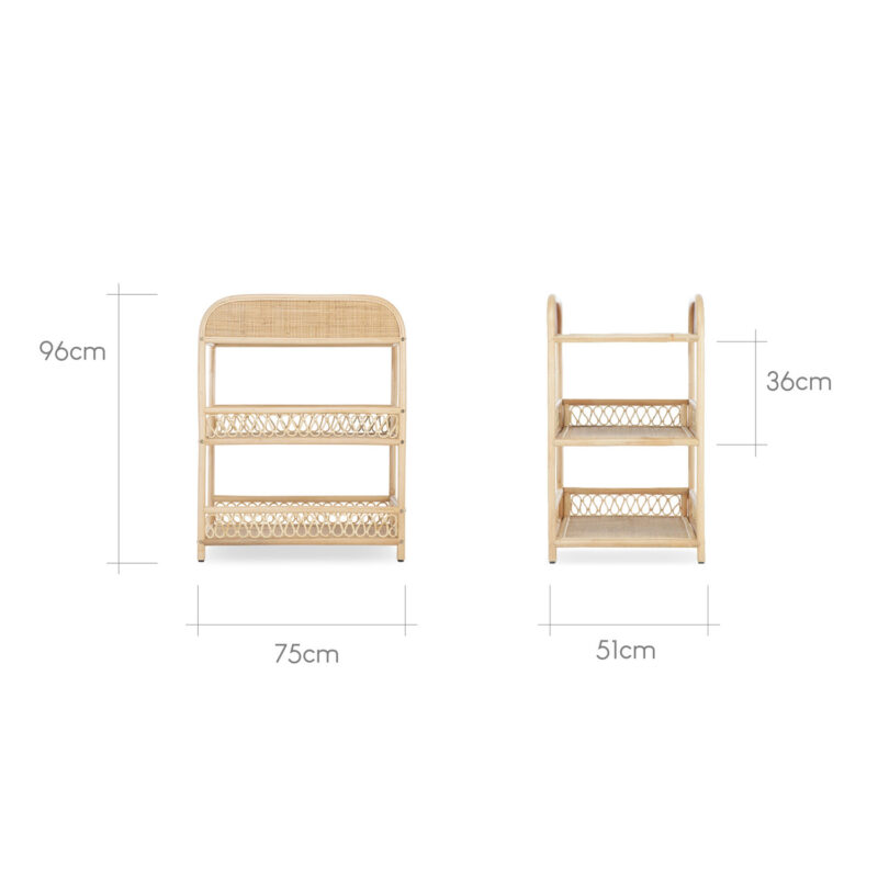 CuddleCo Aria Changing Table - Rattan Dimensions