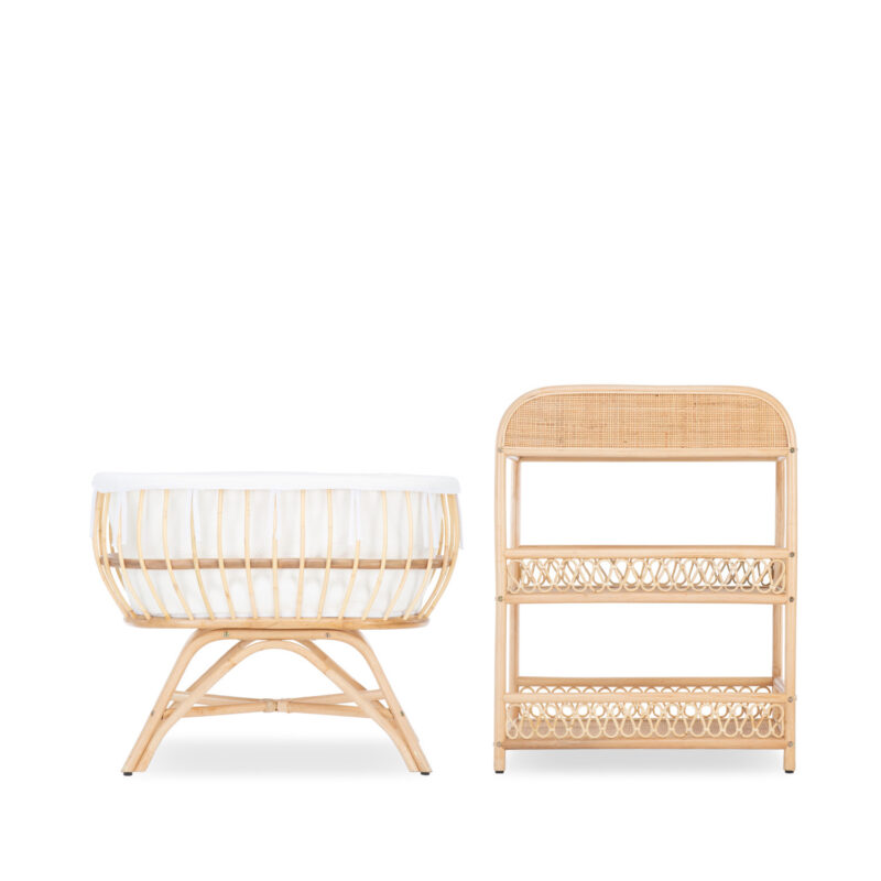 CuddleCo Aria Crib & Changing Table Nursery Furniture Set - Rattan