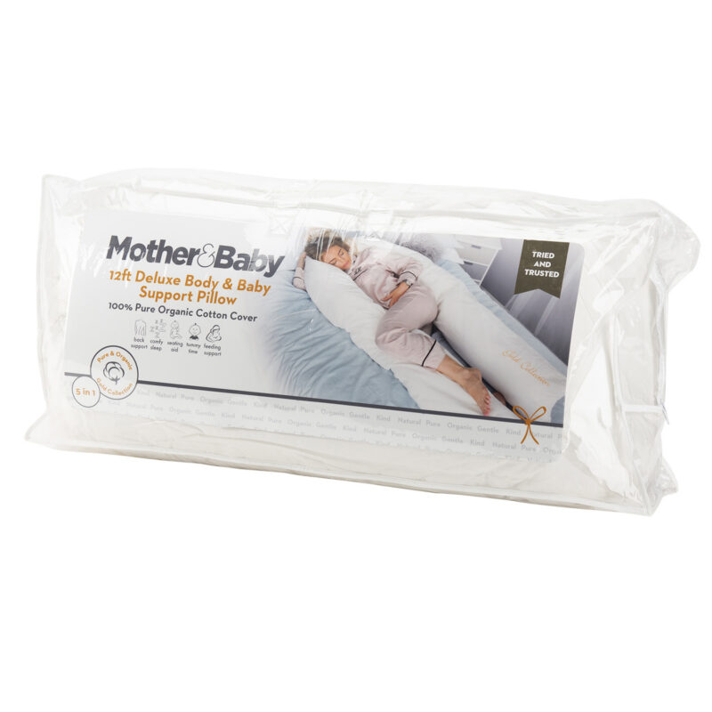 CuddleCo Mother&Baby Organic Cotton 12ft Deluxe Body and Baby Support Pillow