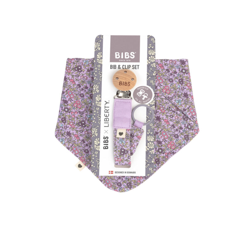 Liberty Bib and Clip Set Camomile Lawn Violet Sky